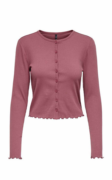 Line Long Sleeve Cardigan in Rose Brown