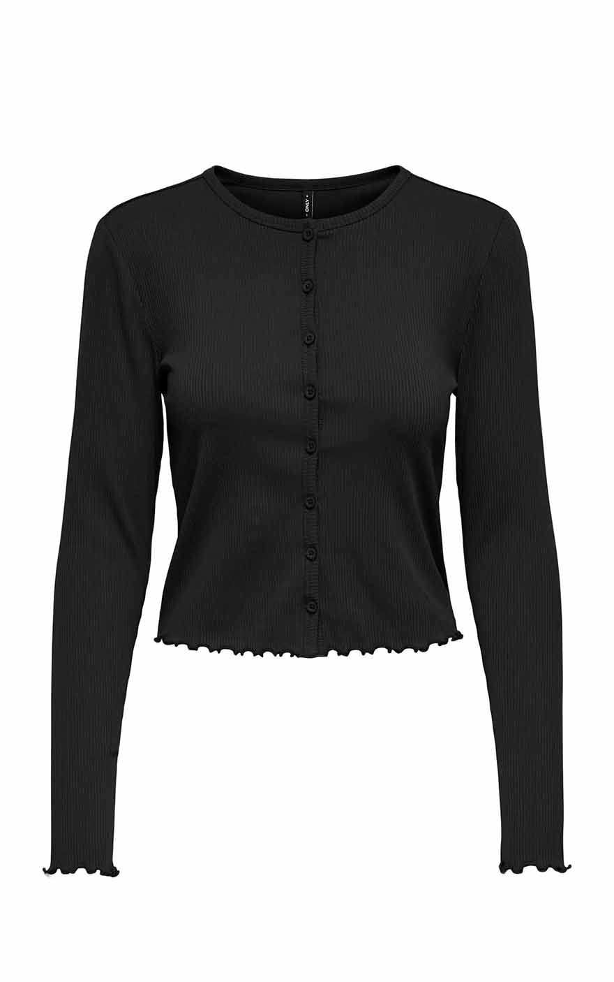 Line Long Sleeve Cardigan in Black