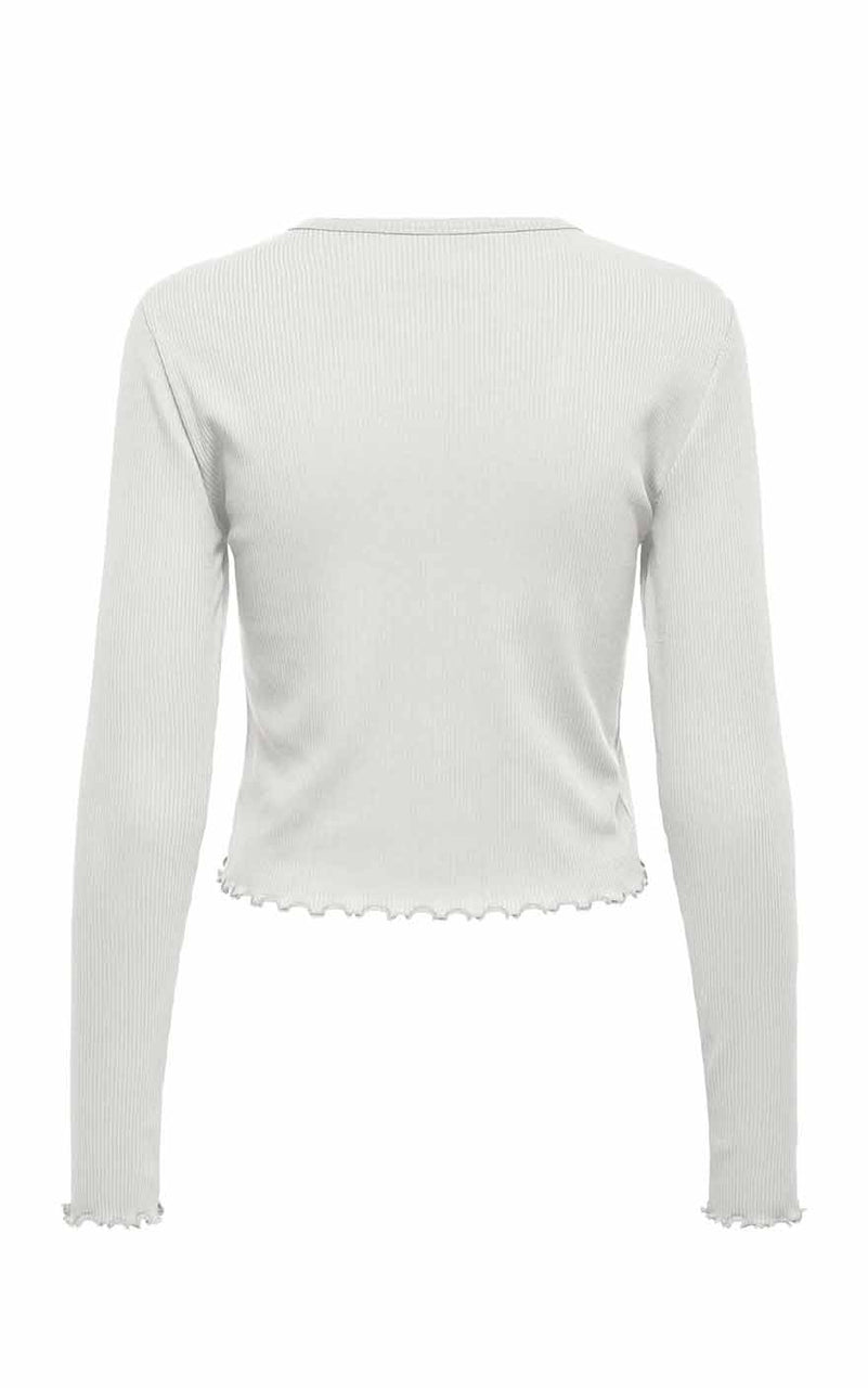 Line Long Sleeve Cardigan in Cloud Dancer