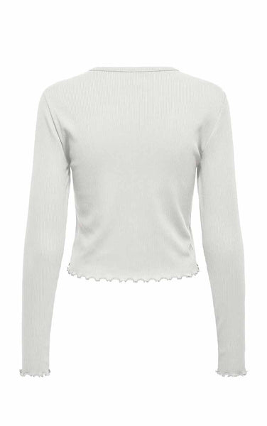 Line Long Sleeve Cardigan in Cloud Dancer