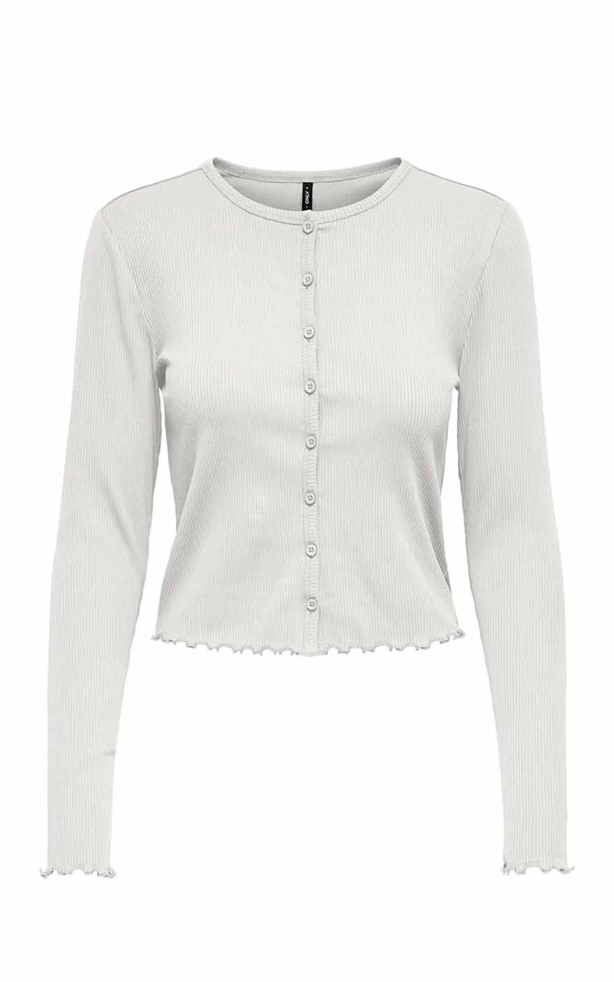 Line Long Sleeve Cardigan in Cloud Dancer