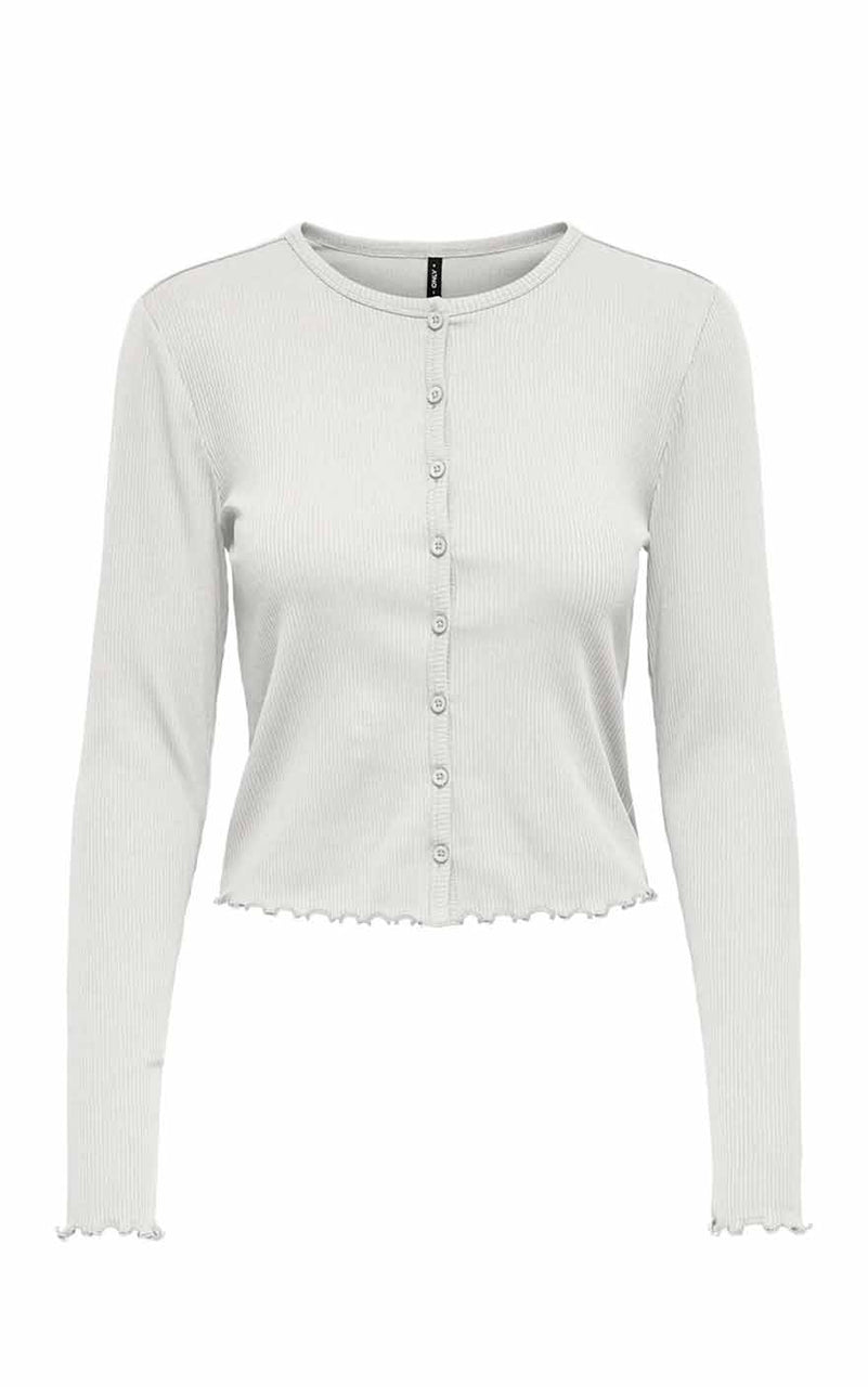 Line Long Sleeve Cardigan in Cloud Dancer