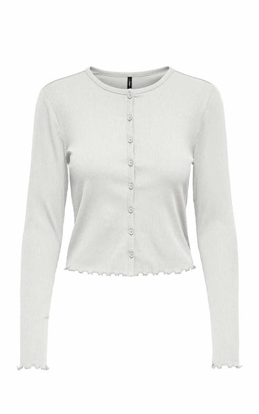 Line Long Sleeve Cardigan in Cloud Dancer