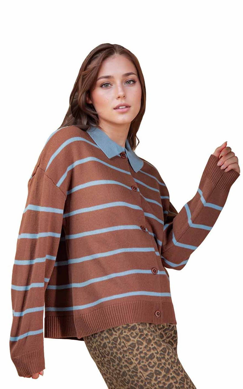 Alice Polo Cardigan in Mocha