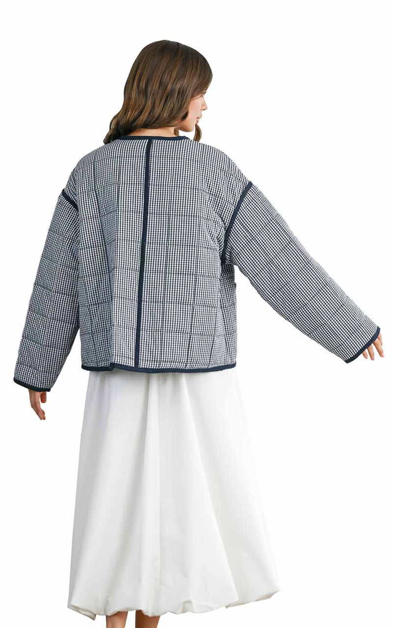 Julie Gingham Jacket in Navy