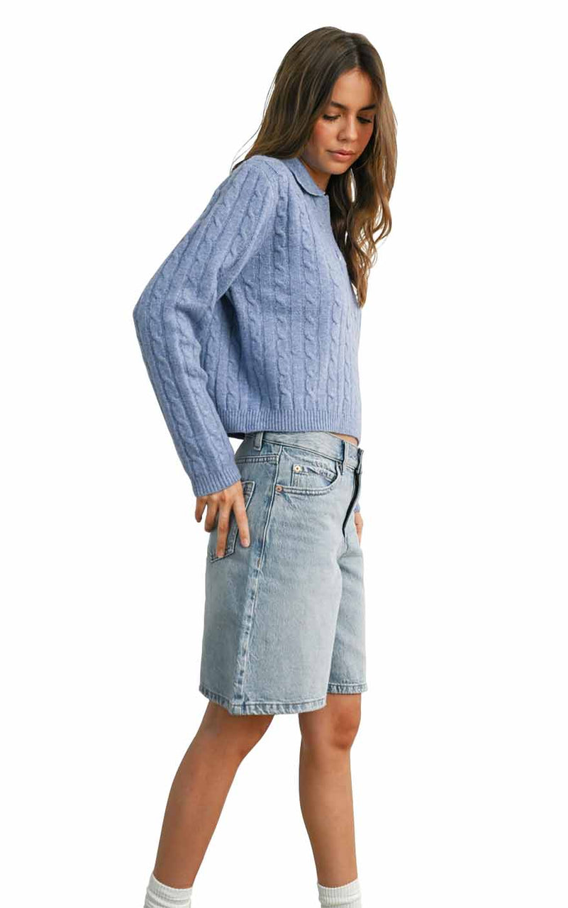 Ivy Leaque Sweater in Blue