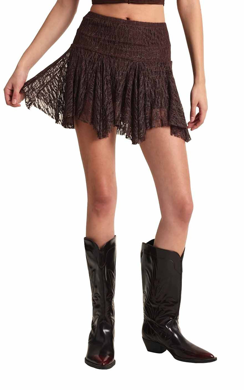 Ariella Lace Skirt in Espresso