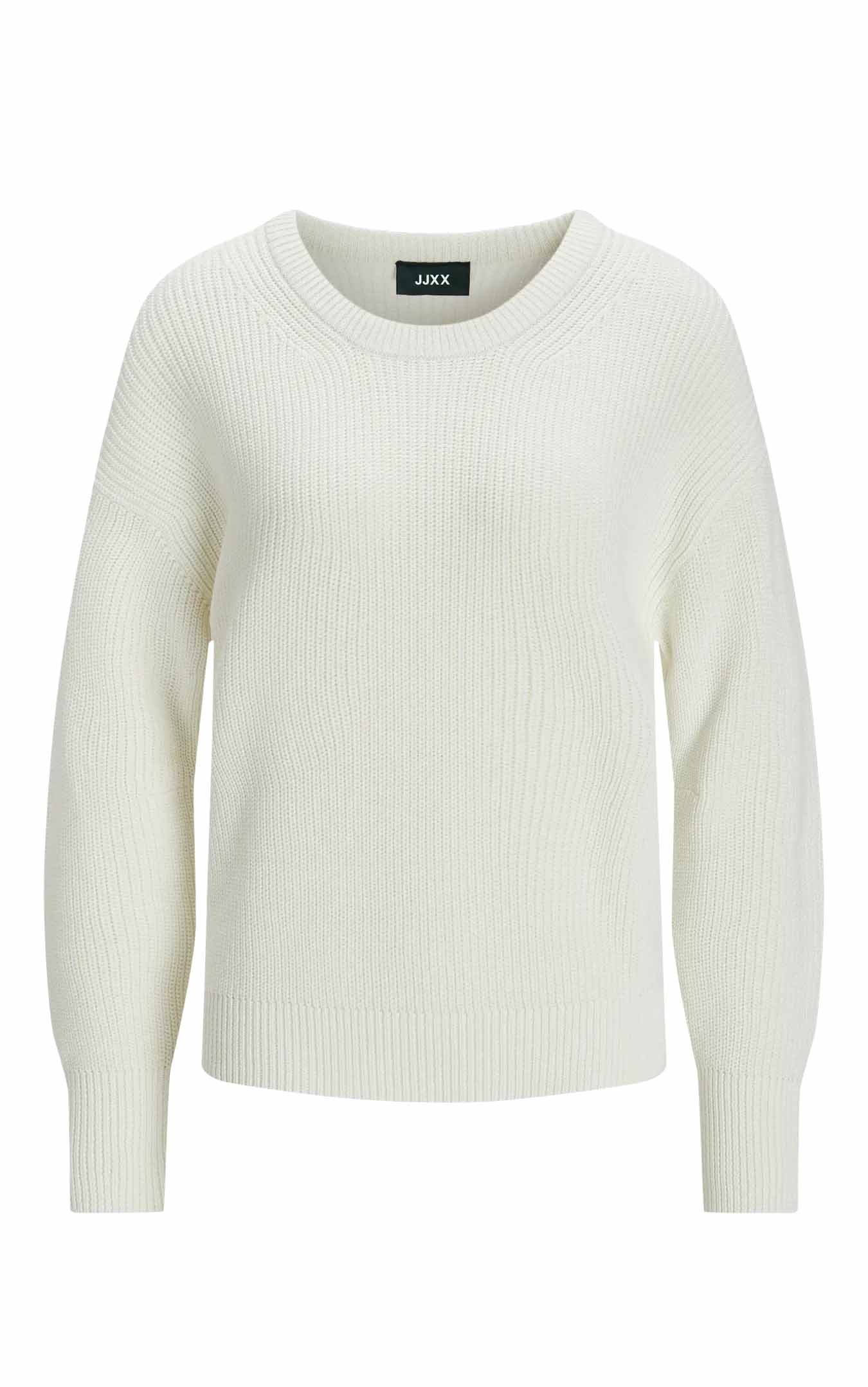 Mila Crewneck Cotton Sweater in Snow White