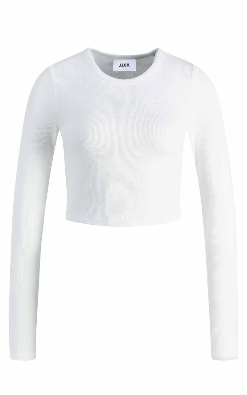 Feline Long Sleeve Rib Tee in Bright White