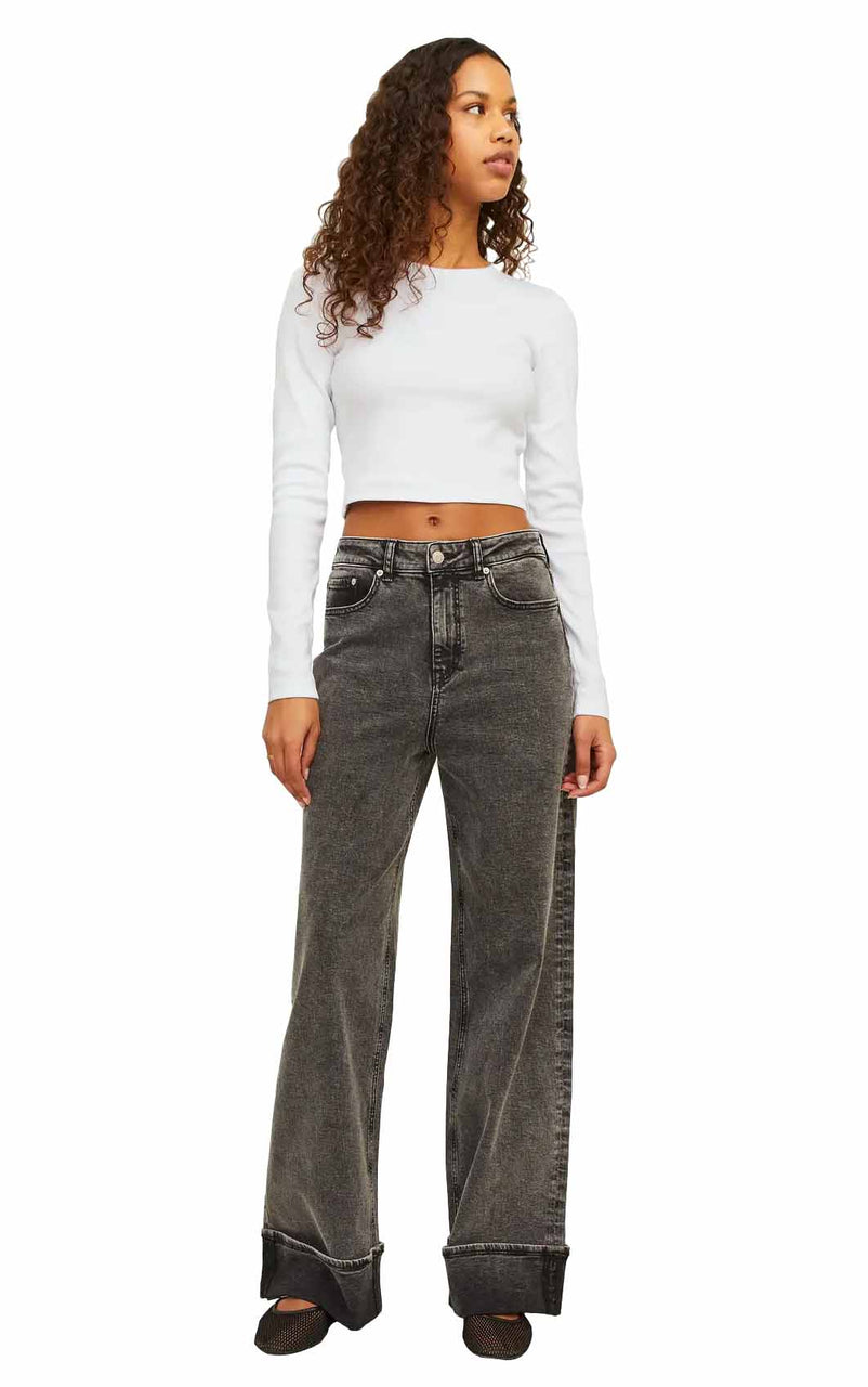 Feline Long Sleeve Rib Tee in Bright White