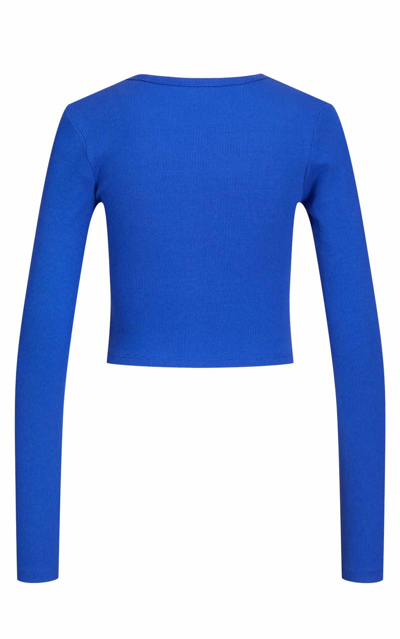 Feline Long Sleeve Rib Tee in Blue Lolite
