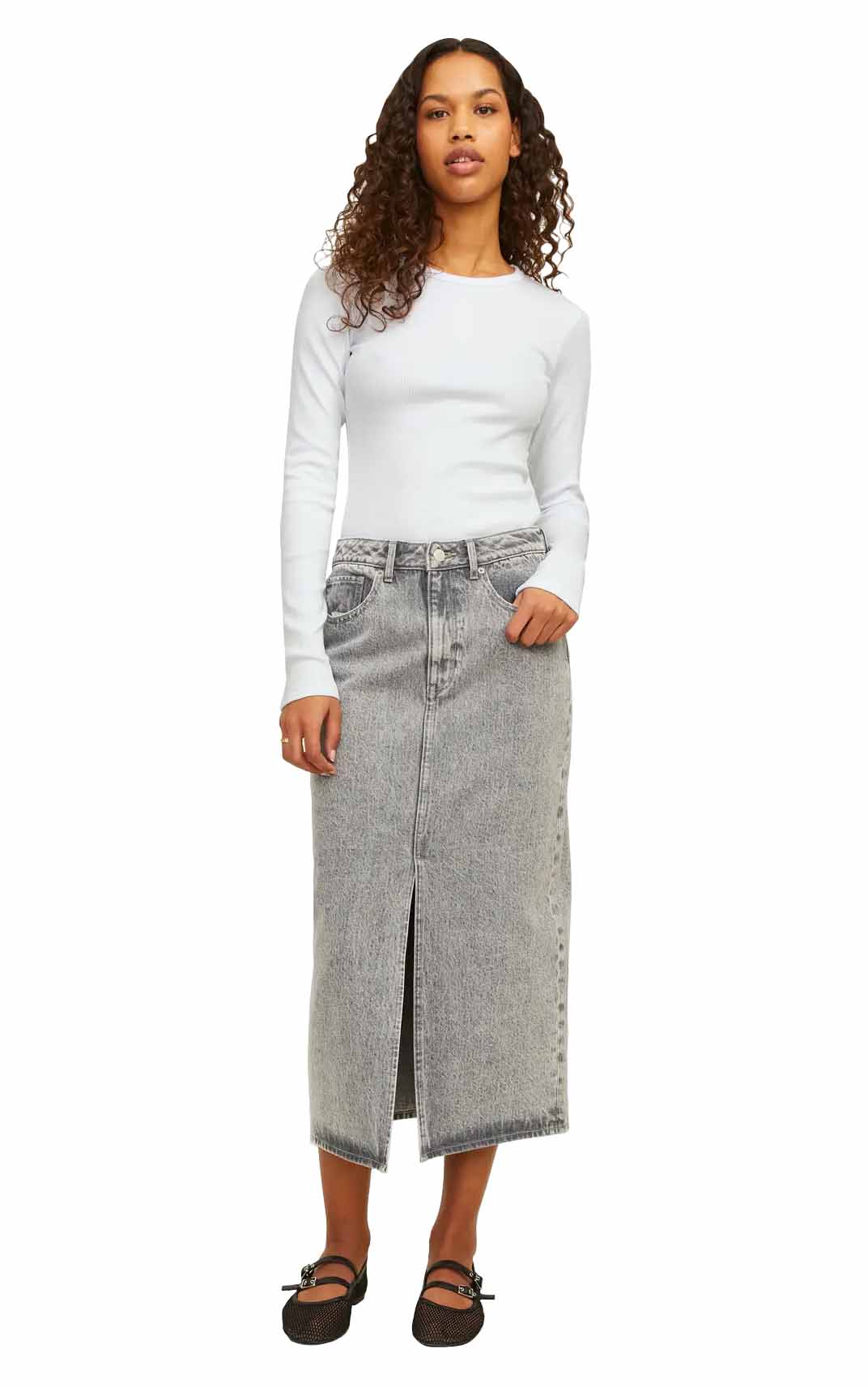 Freya Long Sleeve Rib Tee in Bright White