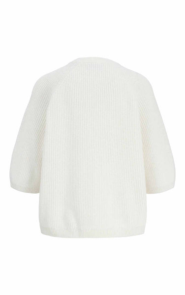 Marge Crewneck 1/2 Sleeve Sweater in Snow White