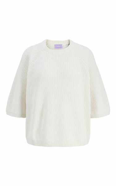Marge Crewneck 1/2 Sleeve Sweater in Snow White