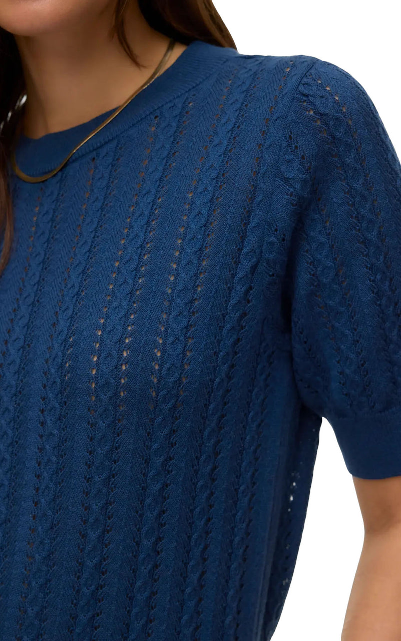 Morena 2/4 O-Neck in Dark Denim