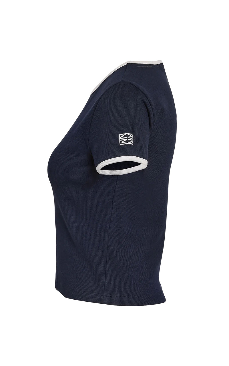 Judy Contrast Tee in Navy Blazer with Cloud