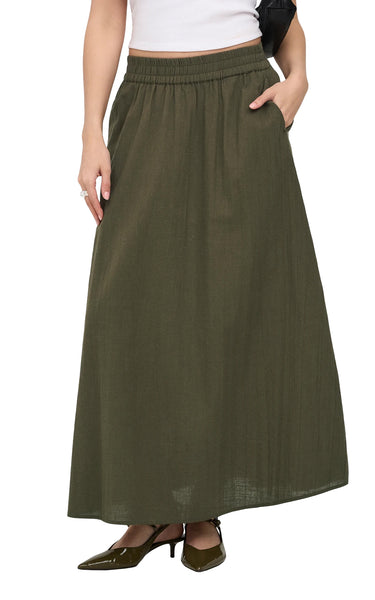Tizana Long Skirt in Grape Leaf
