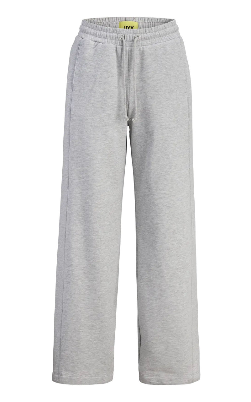 Cora Wide Barrel Sweat Pants in Light Grey Melange