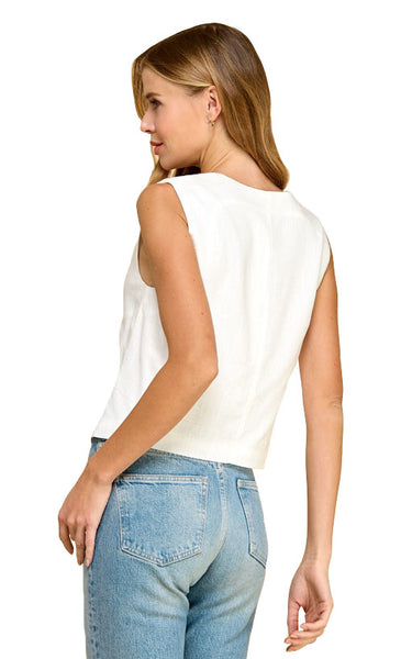 Ezra Linen Vest in Off-White