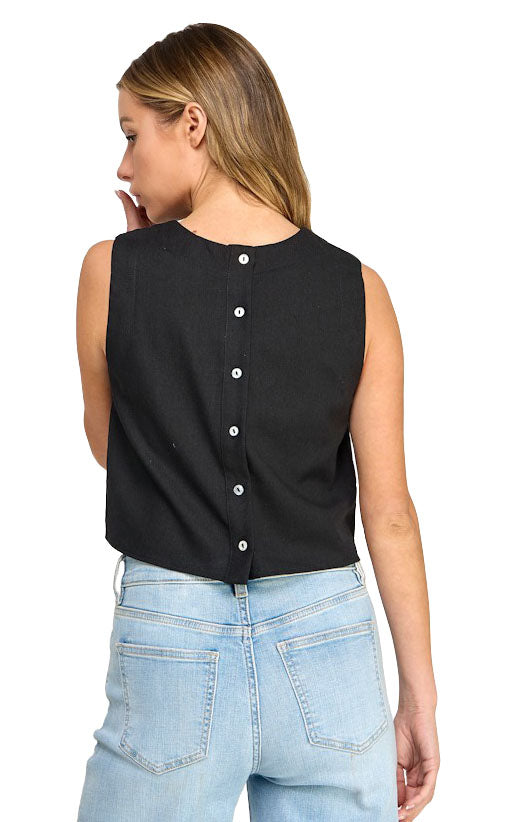 Joshi Linen Top in Black