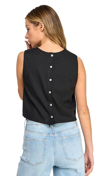 Joshi Linen Top in Black