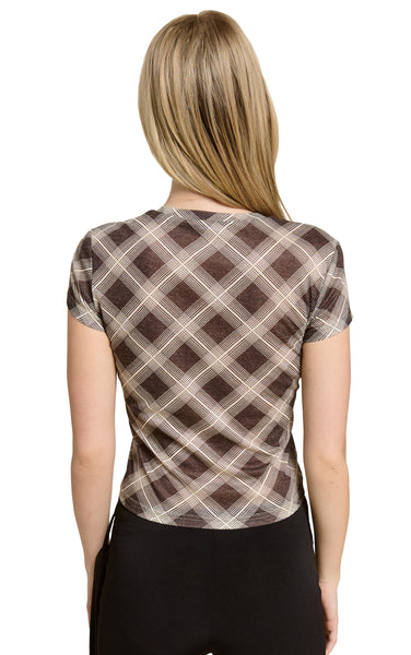 Daria Plaid Tee in Brown