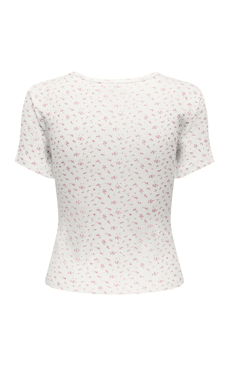 Madison Baby Tee in Cloud with Gry Flower Romance Rose
