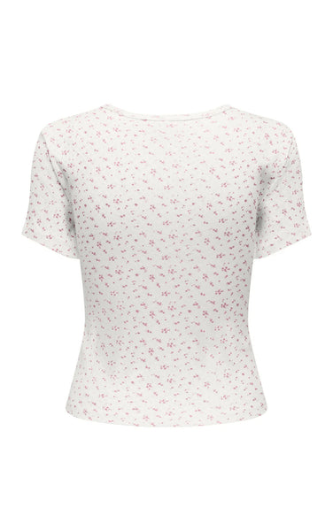 Madison Baby Tee in Cloud with Gry Flower Romance Rose