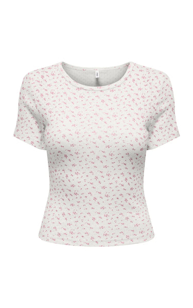 Madison Baby Tee in Cloud with Gry Flower Romance Rose