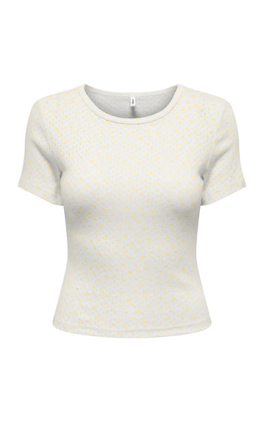 Madison Baby Tee in Cloud with Gry Flower Sunlight