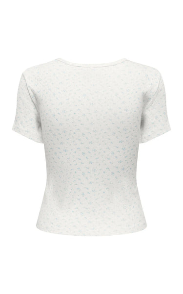 Madison Baby Tee in Cloud with Gry Flower Blue