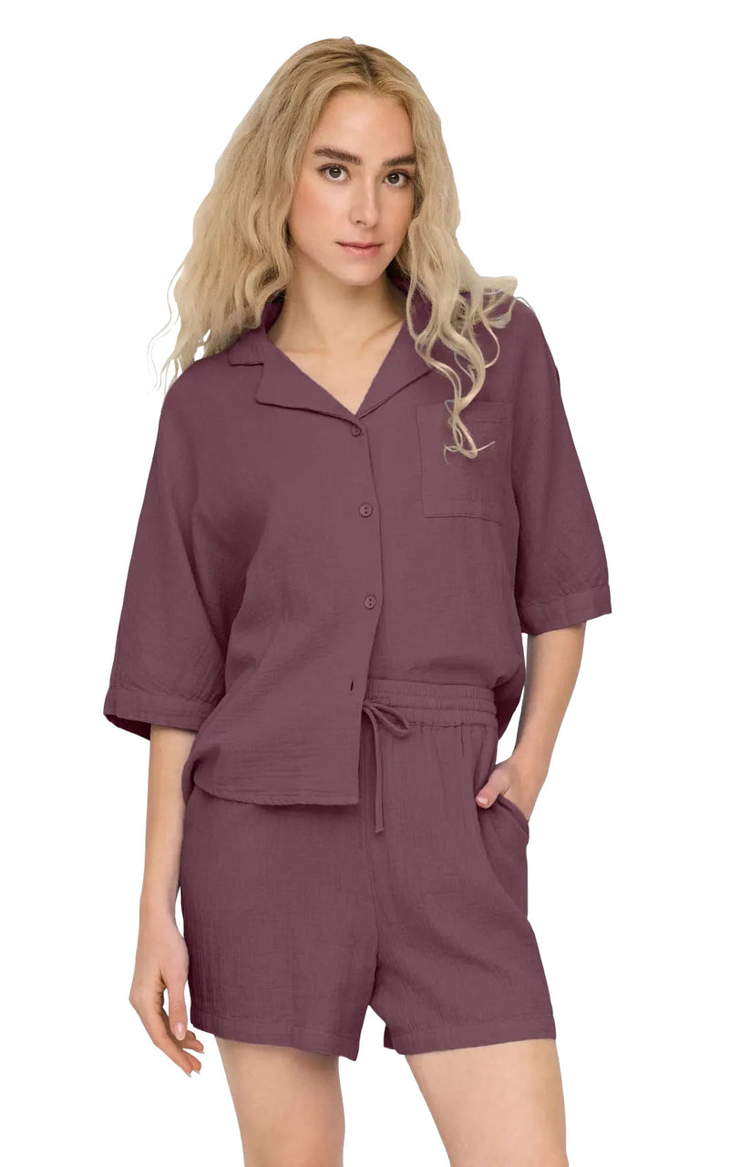 Thyra Short Sleeve Shirt in Rose Brown