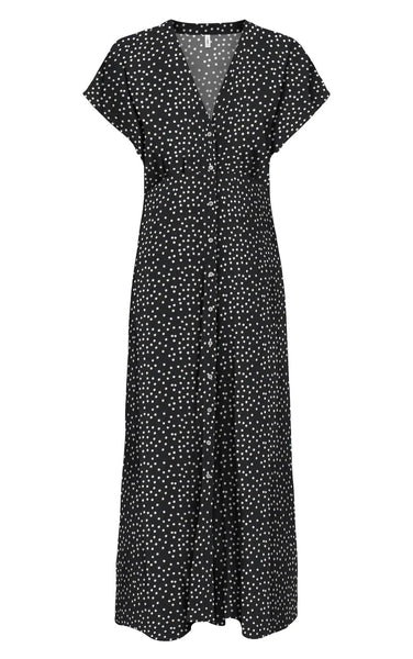Nova Mollie Long Dress in Black with Cool Dots