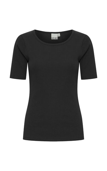 Palmer Rib Short Sleeve Top in Black