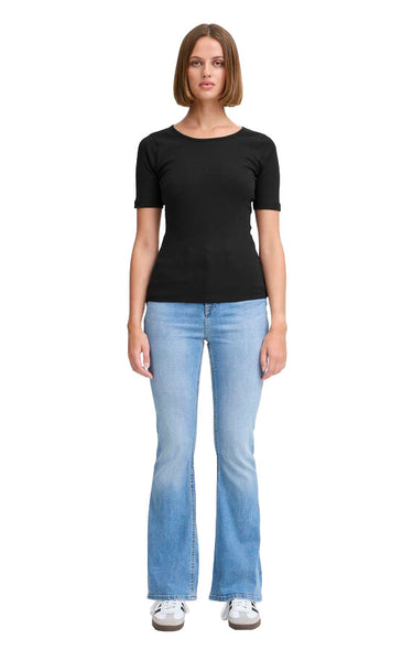 Palmer Rib Short Sleeve Top in Black