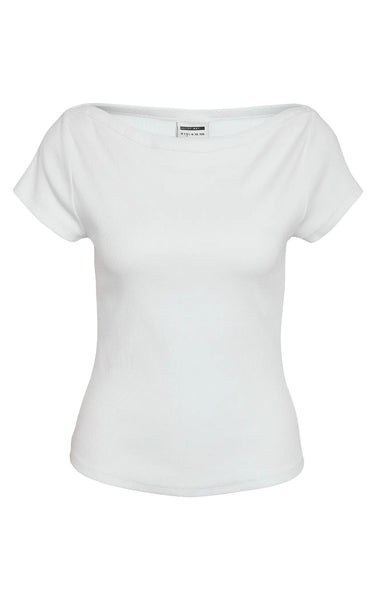Maya Short Sleeve Boatneck Tee in Bright White