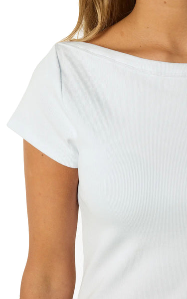 Maya Short Sleeve Boatneck Tee in Bright White