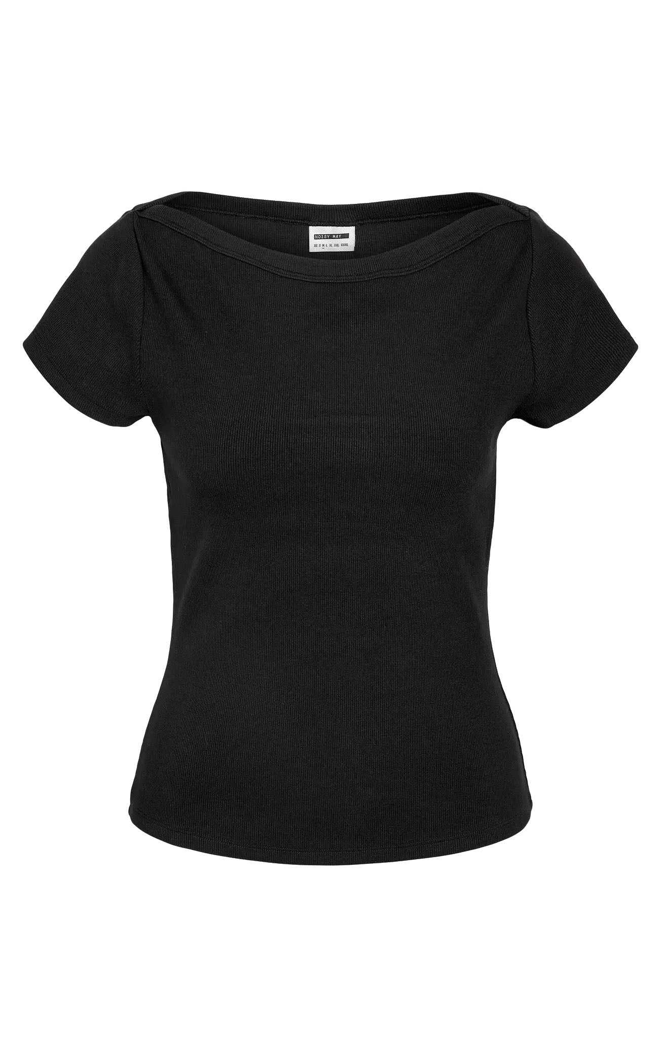 Maya Short Sleeve Boatneck Tee in Black