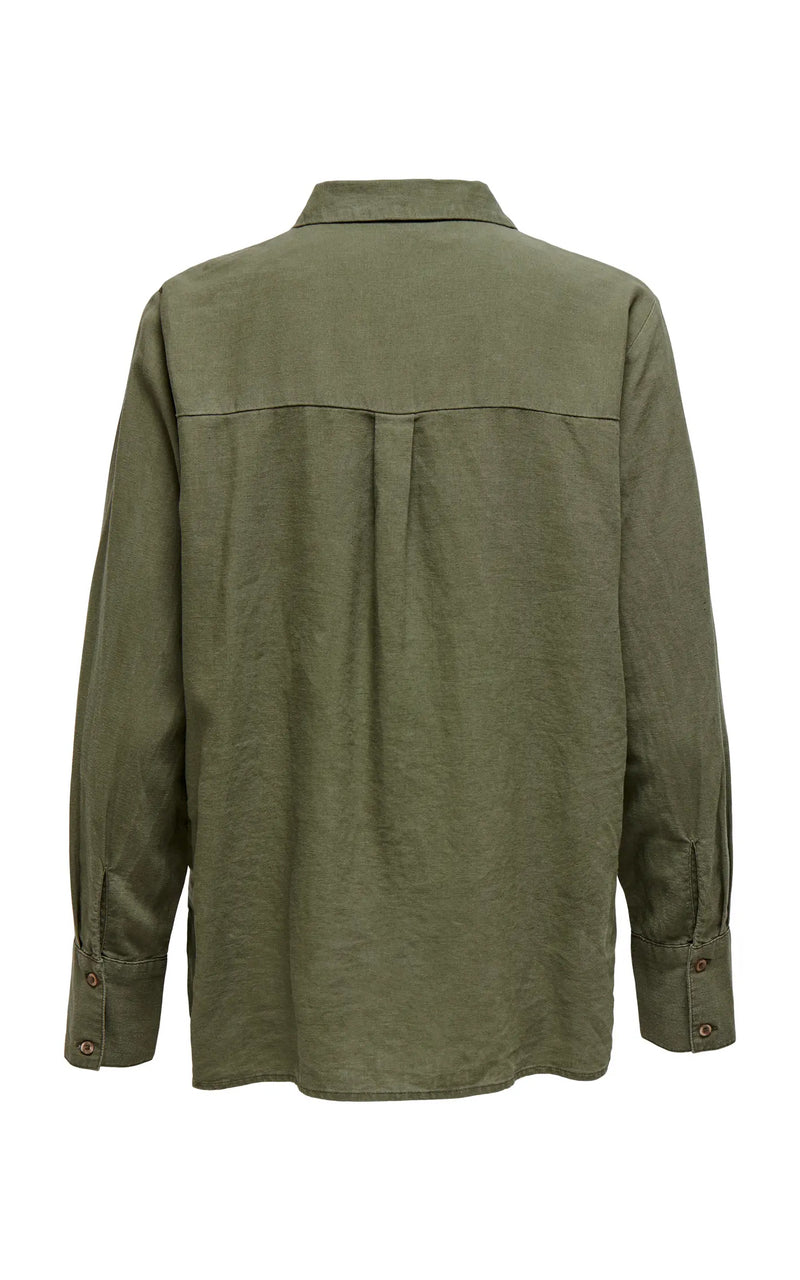 Say Long Sleeve Linen Loose Shirt in Kalamata