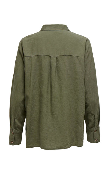 Say Long Sleeve Linen Loose Shirt in Kalamata