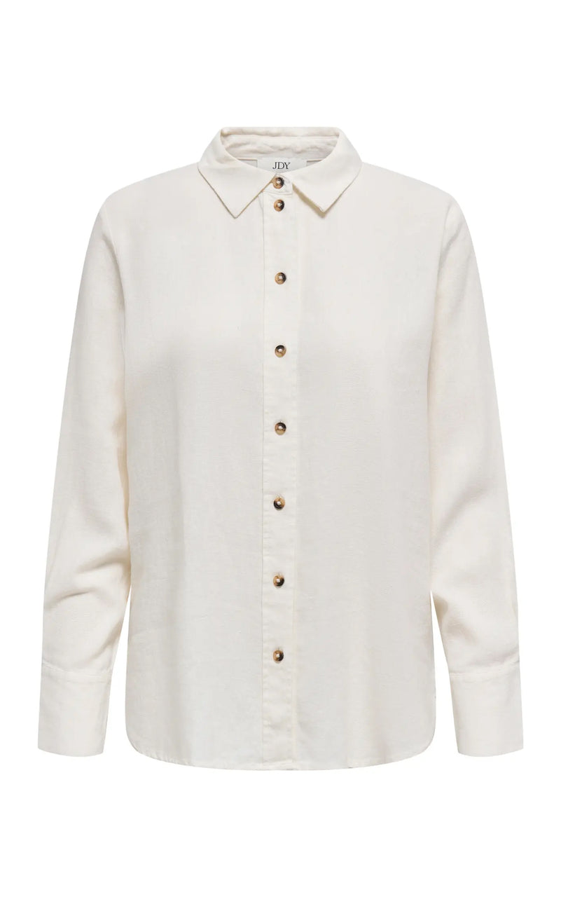 Say Long Sleeve Linen Loose Shirt in Snow White