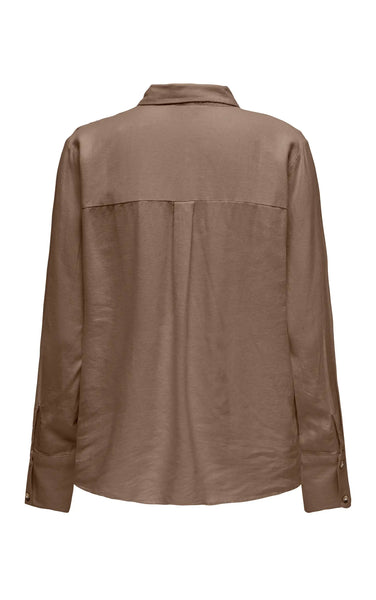 Say Long Sleeve Linen Loose Shirt in Caribou