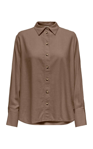 Say Long Sleeve Linen Loose Shirt in Caribou