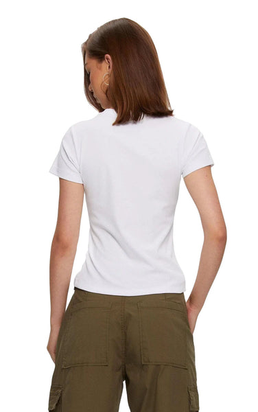 Micro Rib Tee in White