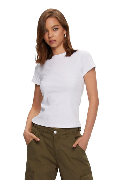 Micro Rib Tee in White