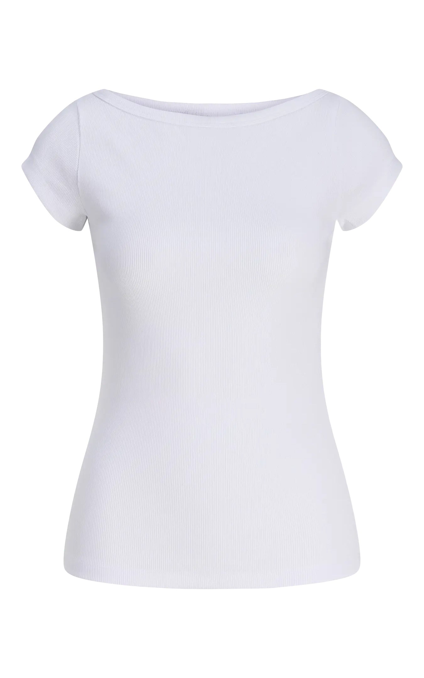 Fifi Cap Sleeve Boatneck Tee in Bright White