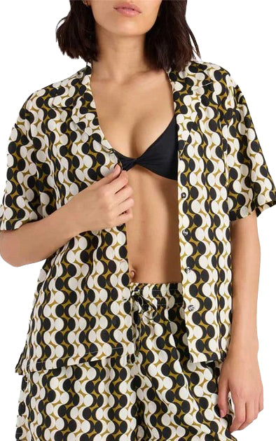 Midnight Ramble Woven Top in Black/Natural