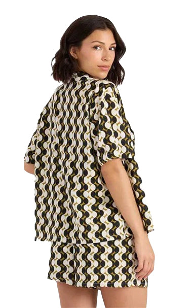 Midnight Ramble Woven Top in Black/Natural