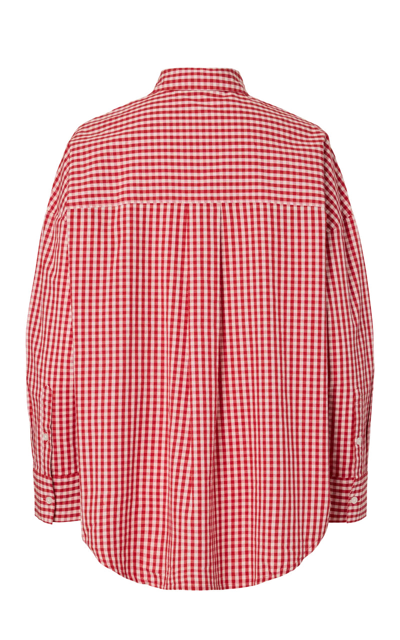Rippa Long Sleeve Oversize Shirt in Cradle Pink with Adrenaline Rush Red