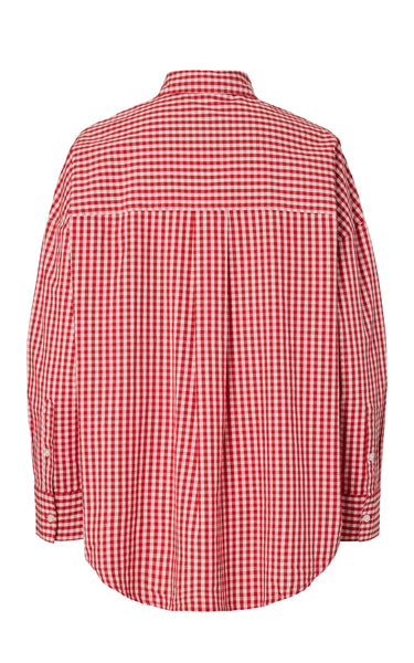 Rippa Long Sleeve Oversize Shirt in Cradle Pink with Adrenaline Rush Red